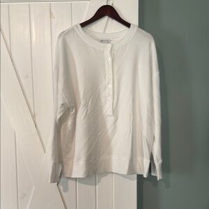 Athleta white sweatshirt with button detail